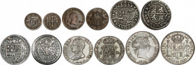Lots and Collections
Lote 6 monedas 2 Maravedís a 50 Centavos de Peso. 1708 a 1868. CARLOS III Pret., FELIPE V (2), JOSÉ NAPOLEÓN e ISABEL II (2). AR...