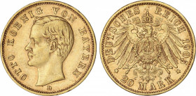 World Coins
German States
20 Marcos. 1905-D. OTTO. BAVIERA. 7,92 grs. AU. Fr-3768; KM-920. MBC+.