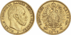 World Coins
German States
20 Marcos. 1872-A. GUILLERMO I. PRUSIA. BERLÍN. 7,92 grs. AU. (Leves golpecitos). Fr-3813; KM-501. MBC+.