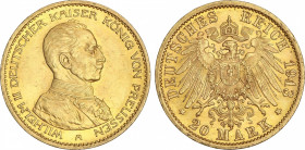World Coins
German States
20 Marcos. 1913-A. GUILLERMO II. PRUSIA. BERLÍN. 7,95 grs. AU. (Ínfimos golpecitos). Brillo original. Fr-3833; KM-537. EBC...