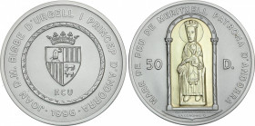 World Coins
Andorra
50 Diners. 1996. Anv.: MARE de DEU de MERITXELL. PATRONA D´ANDORRA. 155,51+2,5 grs. AR+AU. Tirada máxima: 5.000 piezas. En estuc...
