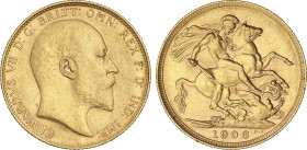 World Coins
Australia
Soberano. 1906-M. EDUARDO VII. MELBOURNE. 7,97 grs. AU. (Leves golpecitos). Fr-33; KM-15. EBC.