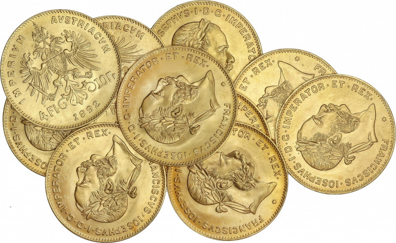 World Coins
Austria
Lote 10 monedas 4 Florines-10 Francos. 1892. FRANCISCO JOS...
