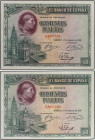 Spanish Banknotes
Spanish Banknotes
Lote 2 billetes 500 Pesetas. 15 Agosto 1928. Cardenal Cisneros. Pareja correlativa. Ed-356. SC.