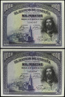Spanish Banknotes
Spanish Banknotes
Lote 2 billetes 1.000 Pesetas. 15 Agosto 1928. San Fernando. (Uno leves arruguitas). Ed-357. SC.