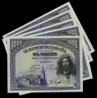 Spanish Banknotes
Spanish Banknotes
Lote 5 billetes 1.000 Pesetas. 15 Agosto 1928. San Fernando. Todos correlativos. (Mancha y arruguita en la parte...