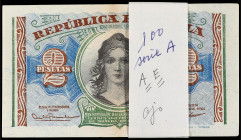 Spanish Banknotes
Spanish Banknotes
Lote 100 billetes 2 Pesetas. Emisión 1938. Serie A. Todos correlativos. En Fajo no oficial. (Alguno con arruguit...