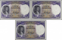 Spanish Banknotes
Spanish Banknotes
Lote 3 billetes 100 Pesetas. 25 Abril 1931. Fernández de Córdoba. Trío correlativo. Ed-360. SC.