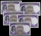 Spanish Banknotes
Spanish Banknotes
Lote 5 billetes 100 Pesetas. 25 Abril 1931. Fernández de Córdoba. Todos correlativos. Ed-360. SC.