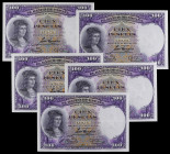 Spanish Banknotes
Spanish Banknotes
Lote 5 billetes 100 Pesetas. 25 Abril 1931. Fernández de Córdoba. Todos correlativos. Ed-360. SC .