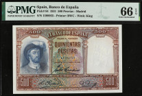 Spanish Banknotes
Spanish Banknotes
500 Pesetas. 25 Abril 1931. Elcano. Precintado y garantizado por PMG (nº 8466E1908048015G) como GEM UNCIRCULATED...