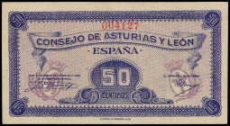 Spanish Banknotes
Civil War
50 Céntimos. 1937. CONSEJO DE ASTURIAS Y LEÓN. Ed-396. EBC.