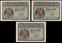Spanish Banknotes
Estado Español
Lote 3 billetes 1 Peseta. 28 Febrero 1938. Serie D. Trío correlativo. Ed-427a. SC.