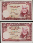 Spanish Banknotes
Estado Español
Lote 2 billetes 50 Pesetas. 31 Diciembre 1951. Rusiñol. Serie A. Pareja correlativa. Ed-462a. SC.