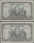 Spanish Banknotes
Estado Español
Lote 2 billetes 100 Pesetas. 9 Enero 1940. Colón. Serie H. Pareja correlativa. Ed-438a. SC.