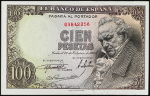 Spanish Banknotes
Estado Español
100 Pesetas. 19 Febrero 1946. Goya. Sin Serie. Ed-451a. SC.