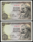 Spanish Banknotes
Estado Español
Lote 2 billetes 100 Pesetas. 19 Febrero 1946. Goya. Sin Serie. Pareja correlativa. (Arruga en margen). Ed-451. SC.