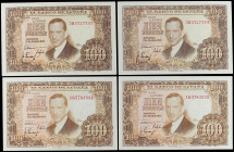 Spanish Banknotes
Estado Español
Lote 4 billetes 100 Pesetas. 7 Abril 1953. Romero de Torres. Serie 1Q y 3B. Parejas correlativas. Ed-464c. SC.