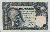 Spanish Banknotes
Estado Español
500 Pesetas. 15 Noviembre 1951. Benlliure. Sin Serie. Ed-460. SC.