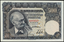 Spanish Banknotes
Estado Español
500 Pesetas. 15 Noviembre 1951. Benlliure. Sin Serie. (Leve arruguita). Ed-460. SC.