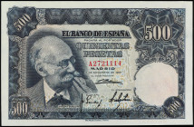 Spanish Banknotes
Estado Español
500 Pesetas. 15 Noviembre 1951. Benlliure. Serie A. Ed-460a. SC.