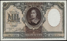Spanish Banknotes
Estado Español
1.000 Pesetas. 9 Enero 1940. Murillo. (Leves arruguitas de impresión). Ed-440. EBC.