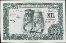 Spanish Banknotes
Estado Español
1.000 Pesetas. 29 Noviembre 1957. Reyes Católicos. Serie 1F. (Leves arruguitas). Ed-469b. SC.