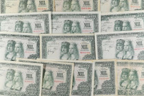 Spanish Banknotes
Estado Español
Lote 14 billetes 1.000 Pesetas. 29 Noviembre 1957. Reyes Católicos. Diferentes series. Ed-469b. MBC-a MBC+.