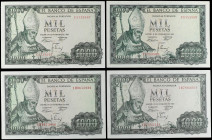 Spanish Banknotes
Estado Español
Lote 4 billetes 1.000 Pesetas. 19 Noviembre 1965. San Isidoro. Series C, F y 1H (2). (Alguno leve arrugita en marge...
