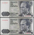 Spanish Banknotes
Juan Carlos I
Lote 2 billetes 10.000 Pesetas. 24 Septiembre 1985. Juan Carlos I. Serie sustitutiva 9A. Pareja correlativa. Ed-481b...
