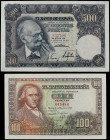 Banknotes Lots and Collections
Lote 2 billetes 100 y 500 Pesetas. 1948 y 1951. Bayeu y Benlliure, los dos Sin Serie. Ed-456, 460. MBC+ y EBC.