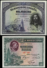 Banknotes Lots and Collections
Lote 2 billetes 500 y 1.000 Pesetas. 15 Agosto 1928. Cardenal Cisneros y San Fernando. (Arruguitas). Ed-356, 357. SC.