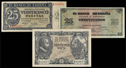 Banknotes Lots and Collections
Lote 3 billetes 25 Pesetas. 25 Pesetas 21 Noviembre 1936 Serie S, 25 Pesetas Mayo 1938 Giralda de Sevilla Serie E y 25...
