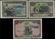 Banknotes Lots and Collections
Lote 3 billetes 25 (2) y 50 Pesetas. 24 Septiembre 1906 y 15 Julio 1907. Incluye 25 Ptas. 1906 Serie C, 25 Ptas 1907 A...
