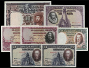 Banknotes Lots and Collections
Lote 7 billetes 25 a 1.000 Pesetas. Velazquez Serie C pareja correlativa, Calderón de la Barca Serie E pareja correlat...