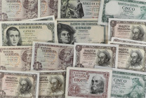 Banknotes Lots and Collections
Lote 23 billetes 1 a 5 Pesetas. Incluye 1 Peseta Dama de Elche 1948 Sin serie, serie A (Trio correlativo) y Ñ, 1 Peset...