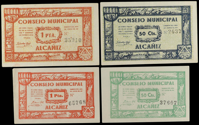 Paper Money of the Civil War
Lote de 4 billetes 50 Céntimos (2) y 1 Peseta (2)....