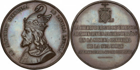 Spanish Medals
VI Centenario de la muerte de Jaume I. 1876. VALENCIA. Br. Ø 50 mm. (Pequeños golpecitos). Cru.M-656a. EBC.