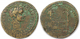 Römische Münzen, MÜNZEN DER RÖMISCHEN KAISERZEIT. Tiberius, 14-37 n. Chr. AE Semis 13 (?) n. Chr., geprägt unter Augustus. (4,80 g) Vs.: TI CAESAR AVG...