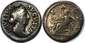 Römische Münzen, MÜNZEN DER RÖMISCHEN KAISERZEIT. Faustina Junior. Augusta, 147-175 n. Chr. AR Denar (2,88 g). Sehr schön, Patina