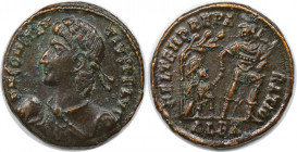 Römische Münzen, MÜNZEN DER RÖMISCHEN KAISERZEIT. Constantius II. (337-361 n. Chr). Follis. (4.24 g. 21 mm) Vs.: DN CONSTANTIVS PF AVG, Büste mit pear...