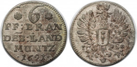 Altdeutsche Münzen und Medaillen, BRANDENBURG IN PREUSSEN. Friedrich III. (1688-1701). 6 Pfennig 1691 ICS, Magdeburg. Billon. 1,28 g. Vorzüglich+