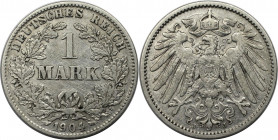 Deutsche Münzen und Medaillen ab 1871, REICHSKLEINMÜNZEN. 1 Mark 1904 J, Silber. Jaeger 17. Sehr schön-vorzüglich. Kratzer