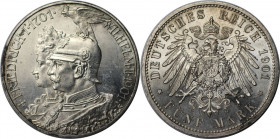 Deutsche Münzen und Medaillen ab 1871, REICHSSILBERMÜNZEN, Preußen, Wilhelm II. (1888-1918). 5 Mark 1901, 200 Jahre Königreich. Silber. Jaeger 106. Fa...