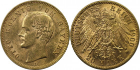 Deutsche Münzen und Medaillen ab 1871, REICHSGOLDMÜNZEN, Bayern, Otto (1886-1913). 20 Mark 1900 D. 7,96 g. 0.900 Gold. Jaeger 200. Fast Vorzüglich