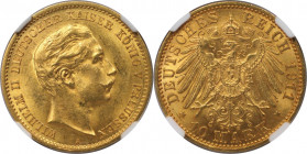 Deutsche Münzen und Medaillen ab 1871, REICHSGOLDMÜNZEN, Preußen. Wilhelm II. (1888-1918). 10 Mark 1911 A, Berlin. Gold. Jaeger 251, Fr. 3835. NGC MS ...