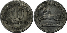 Deutsche Münzen und Medaillen ab 1871, DEUTSCHE NEBENGEBIETE. Herzogtum Braunschweig. 10 Pfennig 1918, Zink. Jaeger N3. Sehr schön-vorzüglich