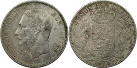 Europäische Münzen und Medaillen, Belgien / Belgium. Leopold II. (1865-1909). 5 Francs 1873. Silber. KM 24. Vorzüglich