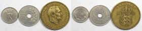 Europäische Münzen und Medaillen, Dänemark / Denmark, Lots und Sammlungen. 10 Öre 1966, 25 Öre 1967, 2 Kroner 1952. Lot von 3 Münzen. Bild ansehen Lot...