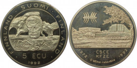 Europäische Münzen und Medaillen, Finnland / Finland. Jean Sibelius. 5 Ecu 1992. Kupfer-Nickel. KM X# 1. Stempelglanz